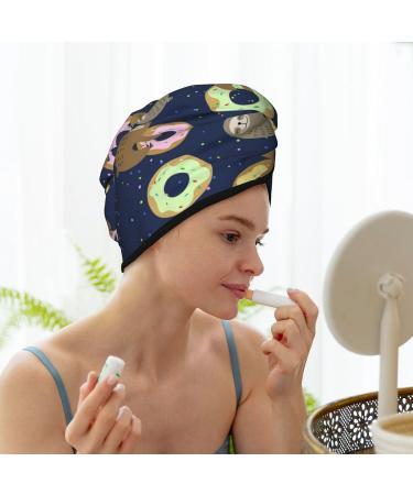 Super Absorbent Sloth with Donuts Microfiber Hair Towel Wrap - Quick Dry Coral Velvet for Long Curly & Thick Hair - Buy Online on GoSupps.com