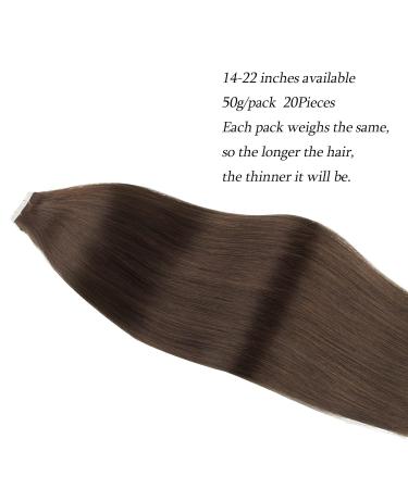 Beauty Hair Tape Extensions - Semi-Permanent Real Hair - 20 Pieces Dark Brown Skin Weft - Reusable & Invisible - 50g - Buy Online on GoSupps.com