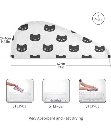 Buy Black Cat Dry Hair Cap - 2 Piece Quick Drying Towel Set with Button Headband | Super Absorbent & Soft | International Shipping - Buy Online on GoSupps.com