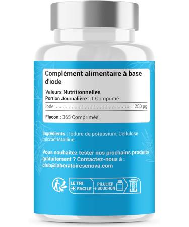 IODINE 150 MCG | 365 Small Tablets | Thyroid Iodine | Made in France | Potassium Iodide | Food Supplement | No Additives - Buy Online on GoSupps.com