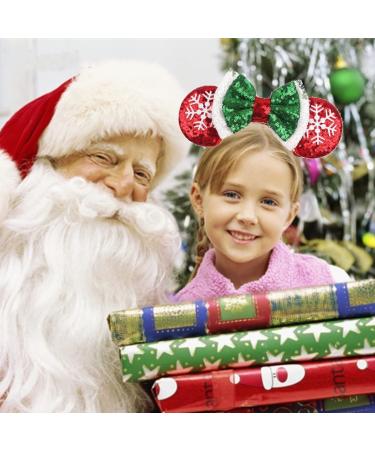 Glitter Snowflake Christmas Mouse Ears Headband - Hot Pink Princess Hair Accessories - Buy Online on GoSupps.com