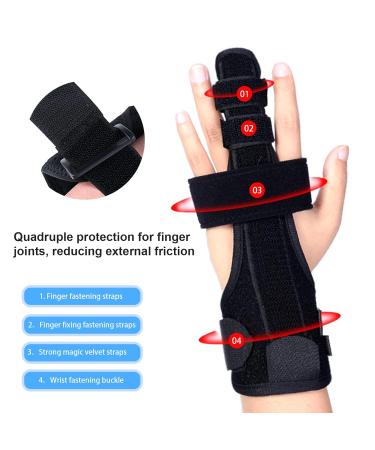 Jetisva Trigger Finger Splint Support with Wrist Brace - Adjustable Thumb and Middle Finger Splint for Arthritis - Right and Left Hand Support - Buy Online on GoSupps.com