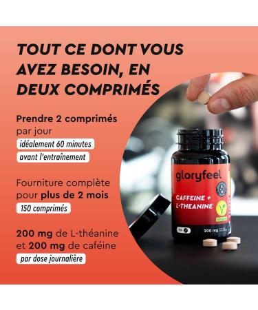 Caffeine + L-Theanine High Dose - 150 tablets with 200mg of caffeine + 200mg of L-theanine green tea extract per daily dose - 100% vegan and laboratory tested - Buy Online on GoSupps.com