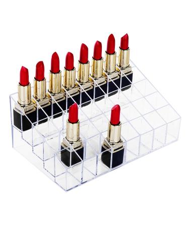 HBlife Lipstick Holder, 40 Spaces Clear Acrylic Lipstick Organizer Display Stand Cosmetic Makeup Organizer for Lipstick, Brushes, Bottles, and More