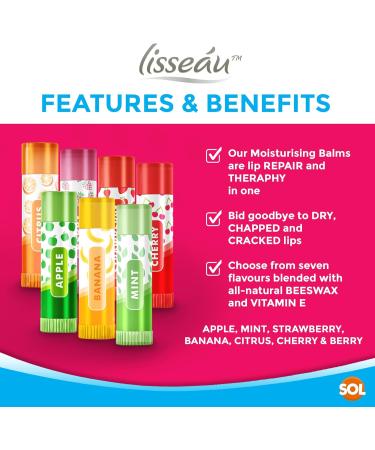 7pk Lip Balm Set | Flavoured Lip Balms with Beeswax and Vitamin E | Moisturising Lip Balm Multipack | Protect & Hydrate Beeswax Lip Balm Stick | Lip Balms | Lipbalm | Lip Moisturiser | Girls Lip Balm - Buy Online on GoSupps.com