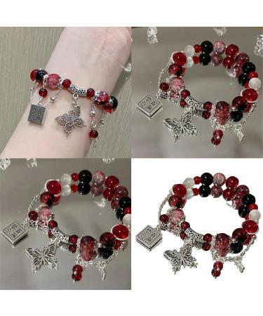 Vsilay Lianxue Colorful Beaded Butterfly Pendant Bracelet - Chinese Style Hand Jewelry for Women & Girls - Buy Online on GoSupps.com