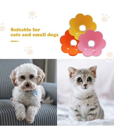 3Pcs Cat Recovery Collar Set - Sunflower Neck Cone for Anti-Licking & Biting - Pink Orange Yellow - Buy Online on GoSupps.com