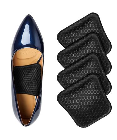 Arch Support Inserts Women for Flat Feet Gel Arch Inserts for Plantar Fasciitis Relief Non-Slip Arch Support Pads Two-Option of Different Heights (Low-Black)