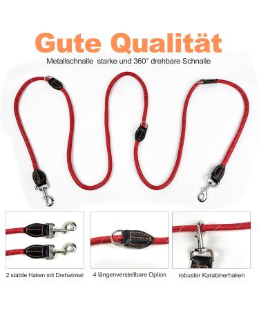 Buy TRHIMLSBRAD Adjustable 3m Dog Leash for Large & Medium Dogs - Multifunctional & Robust in Pink/Red - International Shipping Available - Buy Online on GoSupps.com