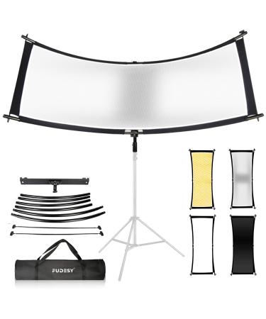 FUDESY Clamshell Light Reflector/Diffuser,67"x24" Curved Photography Lighting Reflector for Photo Video Studio Shooting with Black/Silver/White/Gold Reflectors,Carry Bag