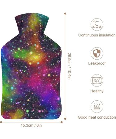 Colorful Starry Sky Hot Water Bottle with Plush Cover - Hand Warmer for Adults & Kids (26.5x15.3cm) | International Shipping Available - Buy Online on GoSupps.com