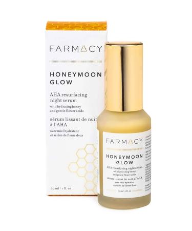Farmacy Honeymoon Glow AHA Hydrating Night Serum w/Hyaluronic Acid for Fine Lines & Wrinkles (1 Fl. Oz.) Contains Citral 1 Fl Oz (Pack of 1)