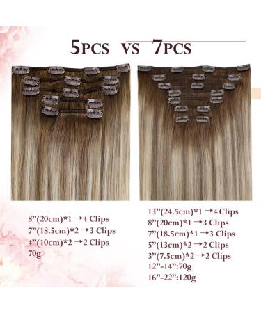 Easyouth Brown to Blonde Balayage Clip in Hair Extensions - 18 Inch Remy Human Hair, 120g, 7Pcs Double Weft Ombre Clip Ins #3/8/22 - Buy Online on GoSupps.com