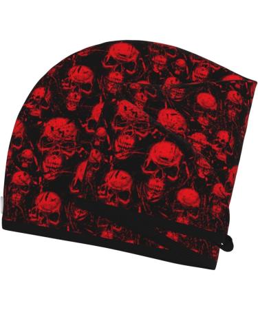 Premium Hair Towel Wrap - Quick Drying Turban with Button - Red Skulls Design - Buy Online on GoSupps.com