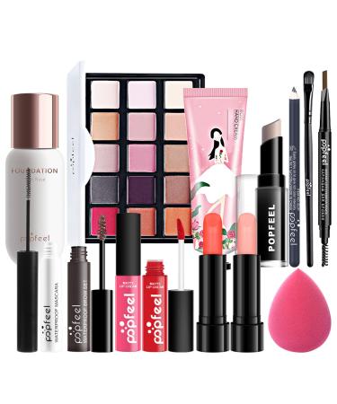 Holzsammlung Makeup Kit for Women Full Kit All in One Makeup Set Multipurpose Makeup Kit Includes Makeup Brush Set Eyeshadow Makeup Set or Lip Gloss Set (14pcs) A03