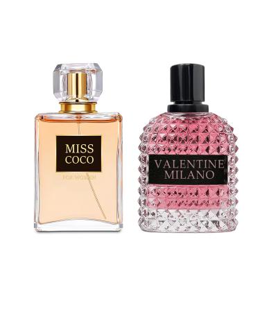 Women's Perfume Combo Set Milano Women&Miss Coco Floral Fruity Fragrance Eau De Parfum Elegant 100ml Bottle Natural Spray Each for Daily Used Milano&Miss Coco