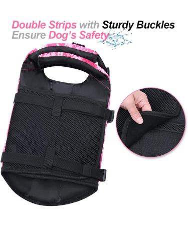 Vivaglory Camo Pink Dog Vest - Removable Front-Wheel Drive Reflective Caps & Extra Upholstery for Swimming & Boot Driving - XS (35-43cm) - Buy Online on GoSupps.com