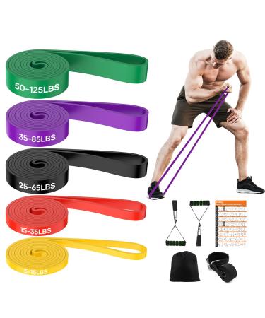 Fokky fitness straps 5 set resistance band Resistance Bands Set in 5 strength fitness band with door anchor 2* handles carrying bag and training instructions resistance tapes for crossfit yoga pilates yellow red black purple green - Buy Online on GoSupps.com