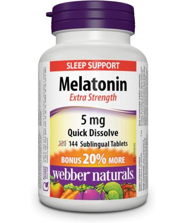 Webber Naturals Melatonin 5 mg Extra Strength (144 Quick Dissolve Tablets) + Omega-3 Fish Oil 1 000 mg (210 Softgels) 144 Melatonin + Oil 1 000 mg - Buy Online on GoSupps.com