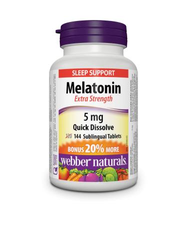 Webber Naturals Melatonin 5 mg Extra Strength 144 Quick Dissolve Tablets For Sleep Support Vegetarian 144 Melatonin