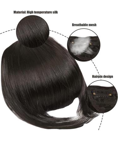 Clip in Fringe High Temperature Fiber Clip in Bangs with Temple Hair Natural Look Fake Flat Bangs Front Face Fake Fringe for Women Girl Style3 - Buy Online on GoSupps.com