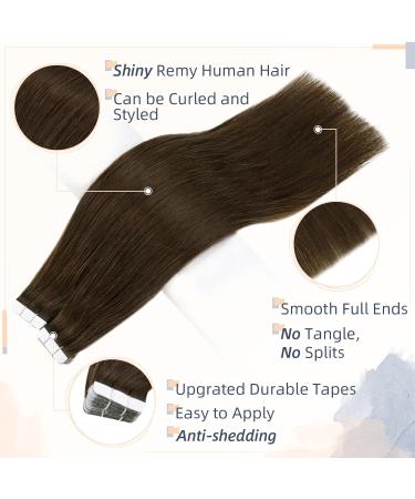 RUNATURE 30 Inch Brown Human Hair Tape Extensions - 50g, #4 Brown Tape In Hair Extensions - Buy Online on GoSupps.com