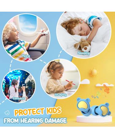 Kids Ear Plugs - Reusable Silicone Noise Canceling Earplugs for Children (6-12 yrs) | 2 Pairs (Pink+Blue) | Perfect for Concerts Travel Study & Noise Sensitivity - Buy Online on GoSupps.com
