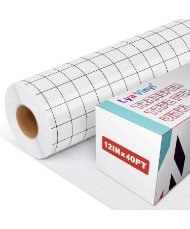 40FT Transfer Tape for Vinyl - Clear Vinyl Transfer Paper Tape Roll  12  x 40 FT with 1/2 Black Grid Standard Tape for Cricut Adhesive Vinyl for Craft Decal  Mug Decal