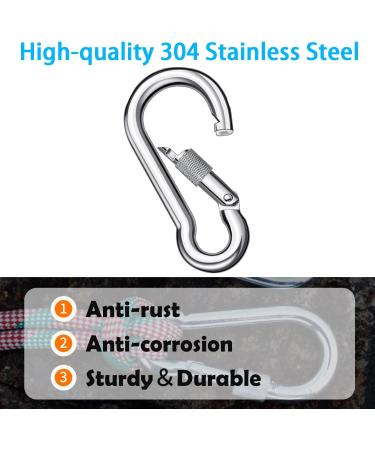 SpotDoo 304 Stainless Steel Locking Carabiner Clip - Heavy Duty Spring Snap Hook (4 Inch) - M10 - Buy Online on GoSupps.com