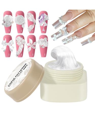 Bexdug 3D Nail Gel Solid Solid Nail Gel | 3D Non Sticky Solid Nail Gel Easy Dry 5G Multifunctional White Manicure Supplies for Salon and Home