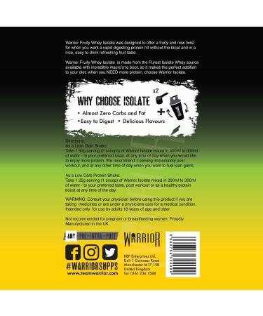 Warrior Fruity Clear Whey Isolate Pineapple Protein Powder - 15 Servings - Low Sugar Post Workout Shake - Buy Online on GoSupps.com