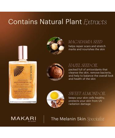 Makari 24K Rose Gold Shimmer Oil - Multi-Purpose Dry Body Oil with Real Gold Flakes - 3.38 fl oz - Buy Online on GoSupps.com