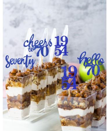 24-Piece Glitter 70th Birthday Cupcake Toppers & Decorations | 1954 Party Accessories | Blue Cake Decoration - Buy Online on GoSupps.com