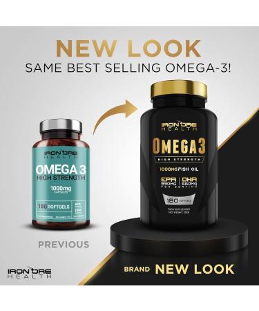 Omega 3 Fish Oil Capsules - 180 High Strength | 990mg EPA & 660mg DHA | 2 Months Supply | Made in UK - Buy Online on GoSupps.com