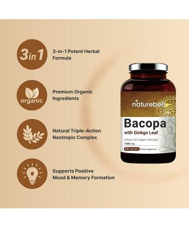 Organic Triple Strength Bacopa Capsules 1500mg - 200 Count Nootropic Formula for Mood & Memory - Non-GMO - Buy Online on GoSupps.com