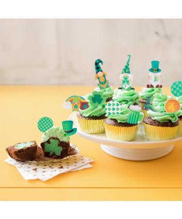 Gyufise 72Pcs Edible Happy St Patrick's Day Cupcake Toppers St Patrick's Day Cupcake Picks Edible Four Leaf Cake Toppers for Irish Saint Paddy's Day Theme Party Supplies Green 72pcs - Buy Online on GoSupps.com
