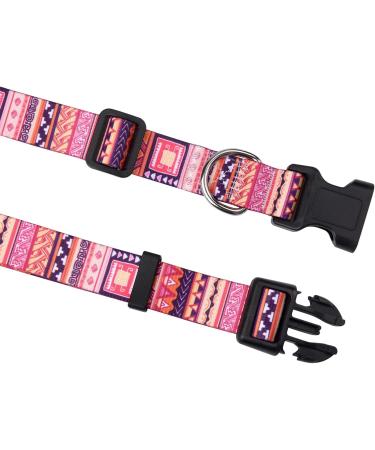 Mihqy Adjustable Soft Dog Collar - Comfortable Bohemian Design for Small Medium & Large Dogs - Orange Geometric Pattern (Neck 33-55 cm Width 2 cm) - Buy Online on GoSupps.com