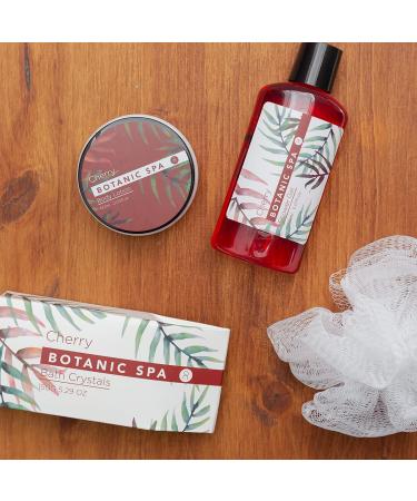 Accentra Women's Cherry Spa 4-Part Care Set | Sea Grass Basket with Shower Gel Bathing Salt Body Lotion & Net Sponge | Perfect Wellness Gift for Birthdays Valentine's Day & Christmas - Red - Buy Online on GoSupps.com