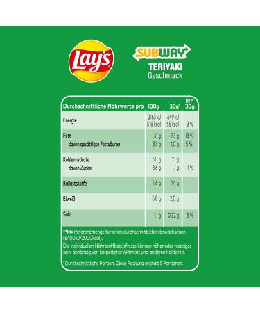Buy Lay's Subway Chicken Teriyaki Crispy Potato Chips (9 x 150g) - Perfect for Parties Ships Internationally! - Buy Online on GoSupps.com