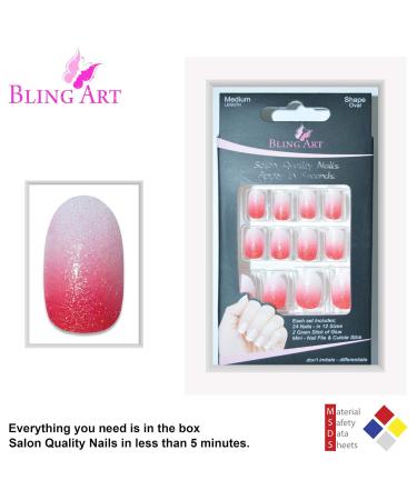 Shop Bling Art Red Brown Gel Ombre False Nails - 24 Premium Oval Artificial Nails with Glue - Perfect for Stunning Nail Art - Buy Online on GoSupps.com