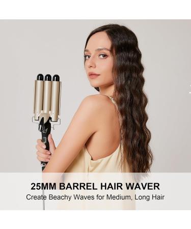 Buy Wavel Iron 3-Barrel Curling Iron for Beach Waves | 25mm | 14 Heat Settings | Ideal for All Hair Types | Ceramic Coated | Includes 2 Hair Clips - Buy Online on GoSupps.com