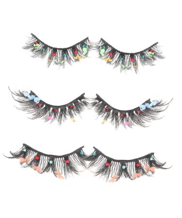 minkissy 3 Pairs Halloween Colorful Sequin False Eyelashes Butterfly Decoration Fake Eyelashes Individual False Lashes Wispy False Eyelashes Individual Chemical Fiber Natural Accessories