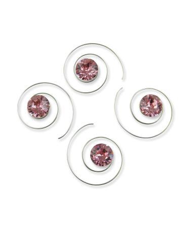 Rivelle ladies curlies rhinestone 8 mm light rose 8 pieces Swarovski hair spirals hair accessories wedding bridal jewelry