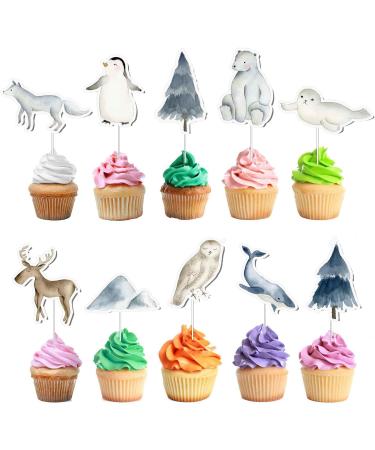PC Arctic Animals Cupcake Toppers - Set of 10 | Perfect for Birthday and Baby Shower Decorations Blue - Buy Online on GoSupps.com