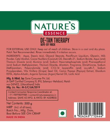 Nature's Essence Detan Therapy Wipe-Off Mask 500ml | Best Detan Facial Mask for Brighter Skin | International Shipping Available - Buy Online on GoSupps.com