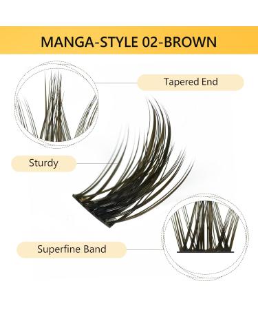 Shop Lankiz Manga Cluster Eyelashes - Brown Individual Lashes for DIY Eyelash Extensions | Natural Manga-Style Fake Lashes - Buy Online on GoSupps.com