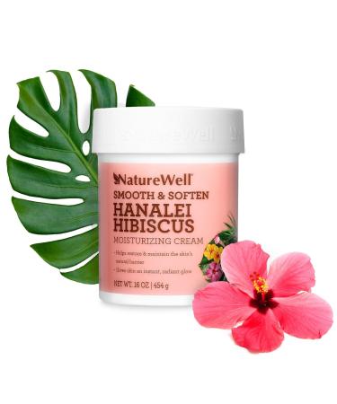 NATURE WELL Hanalei Hibiscus Smooth & Soften Moisturizing Cream For Face & Body Infused With Natural Oils & Extracts Restores Skin Moisture Barrier 16 Oz.