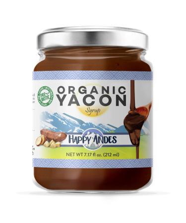 Happy Andes Organic Yacon Syrup oz. 100 Vegan Raw LowCalorie Peruvian Sweetener Sugar Substitute for Blood Glucose Control Healthy GlutenFree NonGMO Natural Prebiotic Superfood., honey, 7.17 Fl Oz