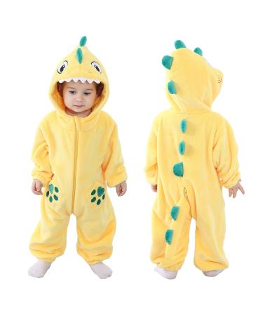 Doladola Unisex Kid's&Toddler's Costume Outfit Baby Boys Girls Flannel Animal Hooded Rompers Jumpsuit 18-24 Months Yellow Shark