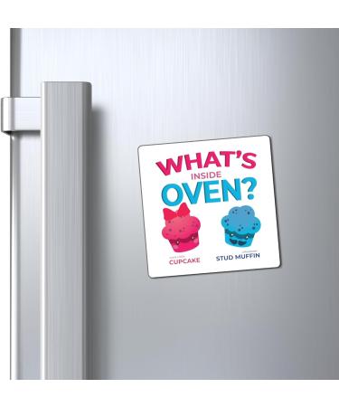 What's Inside Oven Little Cupcake or Muffin Men Women Tshirt Cute Babies Gender Announcement Fun Tee Shirt Gift Magnets 3" 3" - Buy Online on GoSupps.com